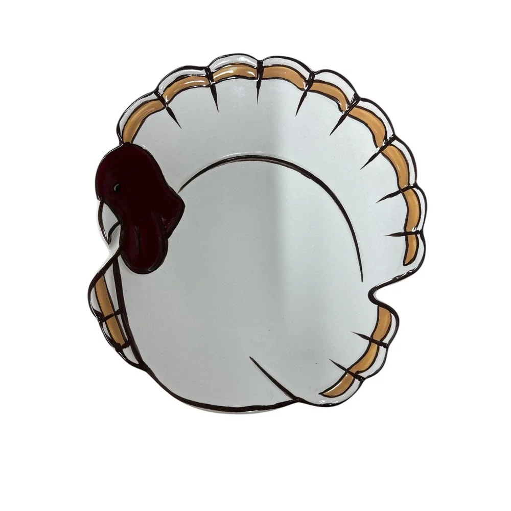 Pottery Barn Gobble Turkey Salad Dessert‎ Plates 4 PC Thanksgiving Fall Harvest